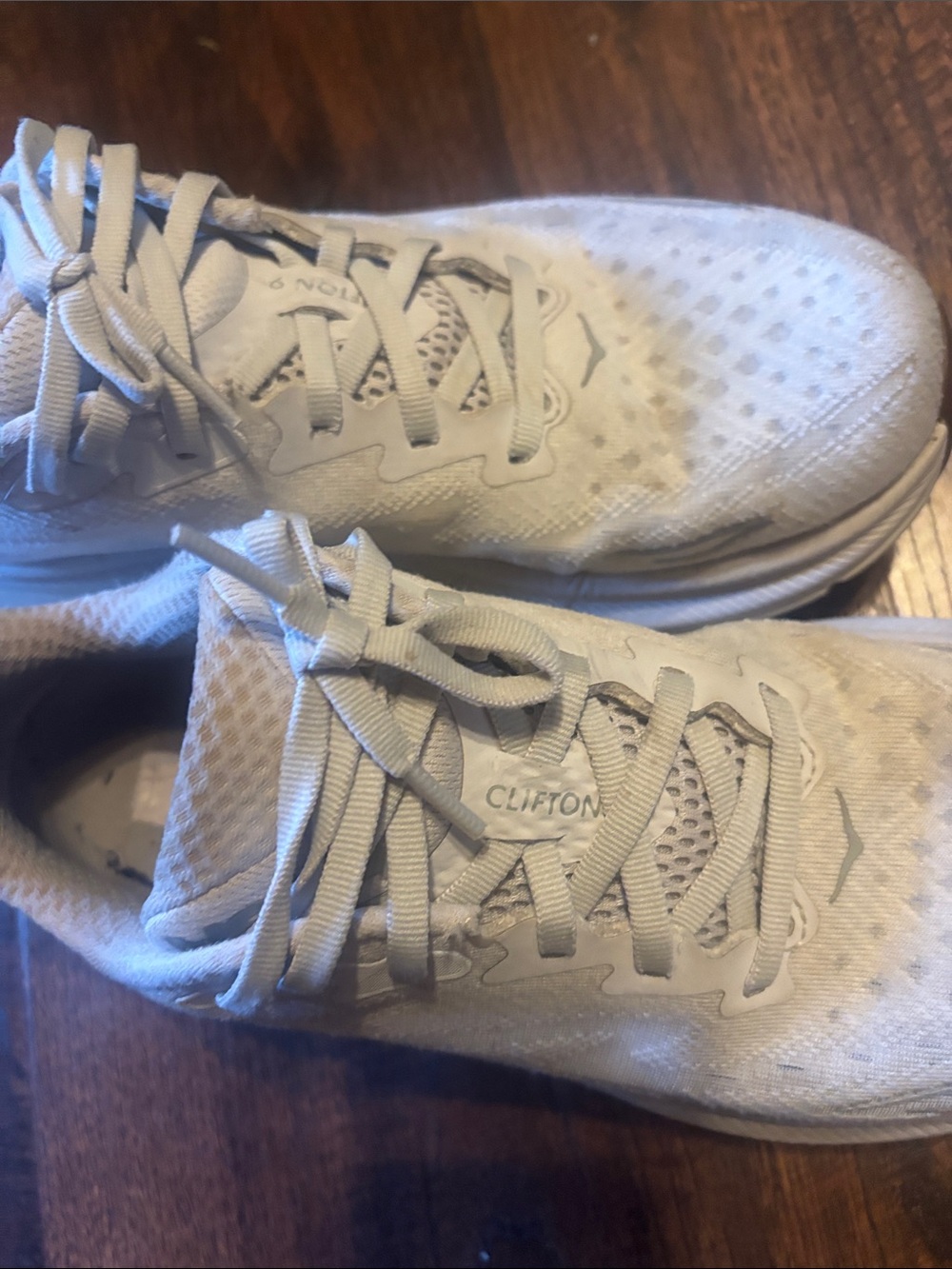 Hoka Clifton 9 shoes size 9B White/Light Gray Running Shoes - Picture 9 of 10